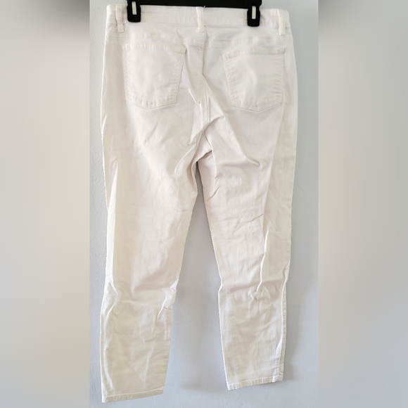 Eileen Fisher Organic Cotton Denim Slim Jean Jeans White Sz 10 USA Made Imported - Picture 2 of 8